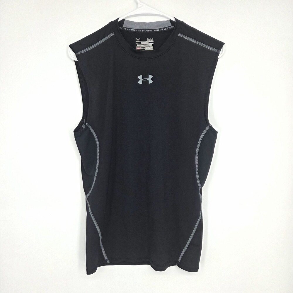 Under Armour HeatGear Mens Compression Sleeveless Tank Top Black Large Football